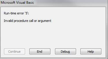 Error de tiempo de ejecución de Access "5": Llamada o argumento de procedimiento no válido