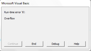 3 # Microsoft Access tiempo de ejecución Error 6 Desbordamiento