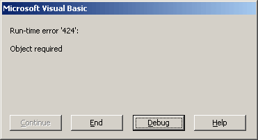 Access tiempo de ejecución Error 424 "Objeto requerido"