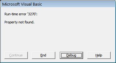 propiedad no encontrada o error de tiempo de ejecución de Access 3270"