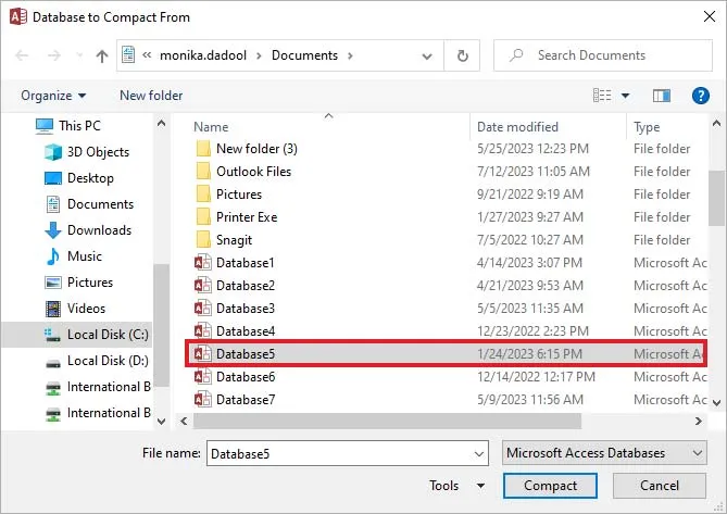 Access a la base de datos Error inesperado 35012