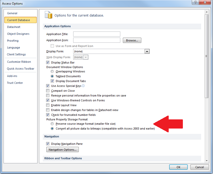 problema de base de datos de Access que no muestra imágenes