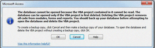 Arreglar la base de datos No puede ser Abrió Porque el Proyecto VBA