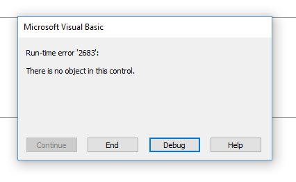 No hay ningún objeto en este control
