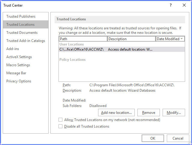 error 2950 de MS Access “Action Failed”