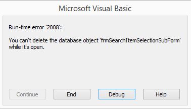 Access no puede eliminar la base de datos Error de objeto