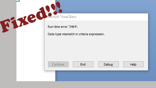 resolver el error 3464 de MS Access