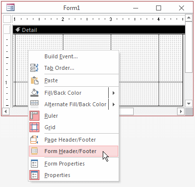Encabezado/Pie de página del formulario