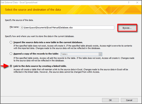 importar datos de Excel a Access