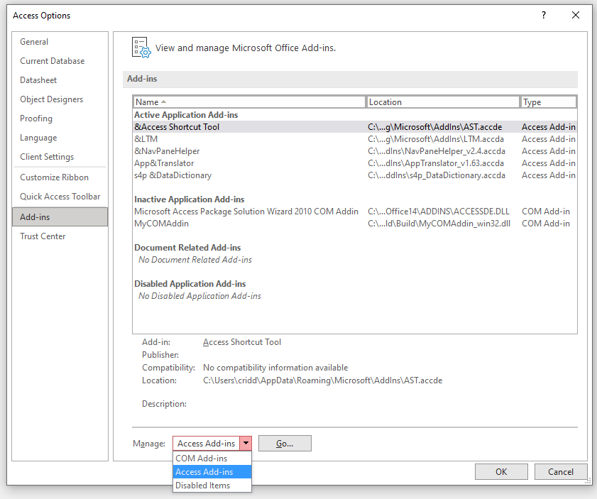 problemas con el Asistente de MS Access