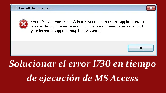 solucionar el error 1730 en tiempo de ejecución de MS Access